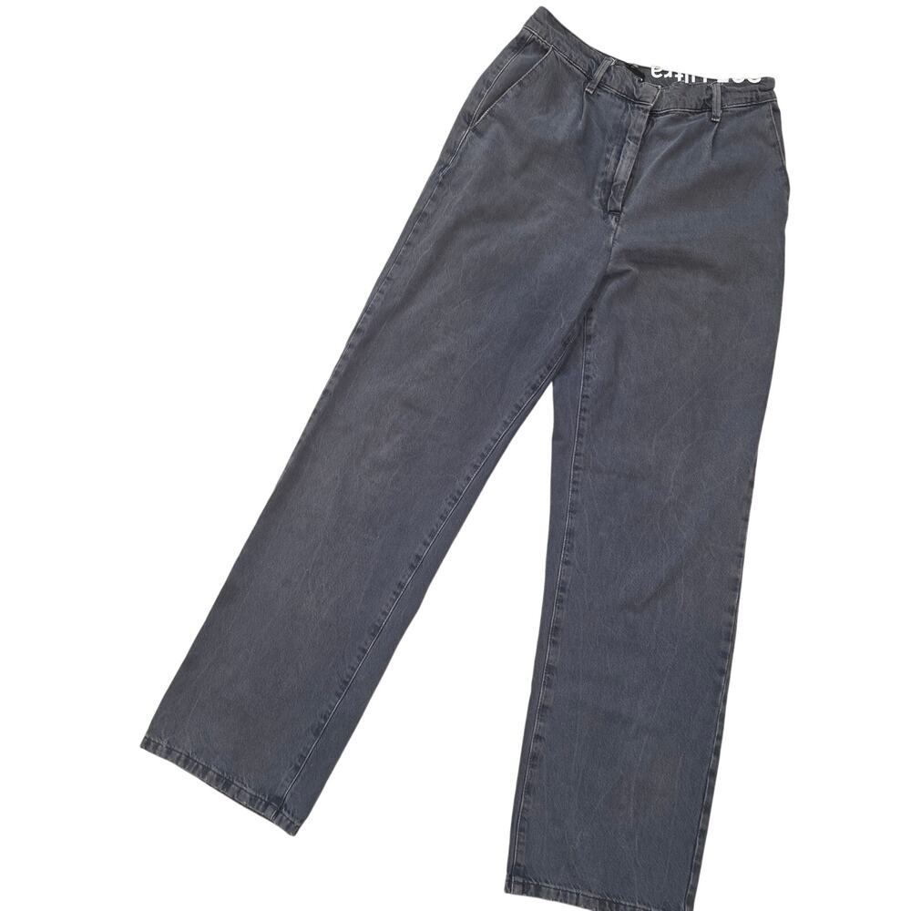 Zara faded grey high rise wide and straight jeans,‎ sz US 6 EU 38